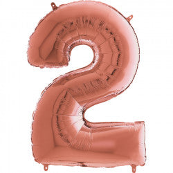 Rose Gold Number 2 Balloon - 26" Foil