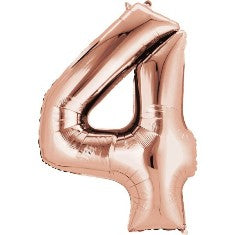 Rose Gold Number 4 Balloon - 34" Foil