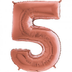 Rose Gold Number 5 Balloon - 26" Foil