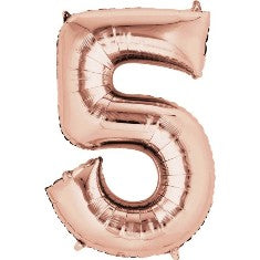 Rose Gold Number 5 Balloon - 34" Foil