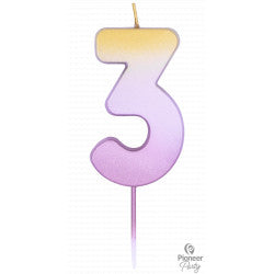 Rose Gold Ombre Number "3" Candle