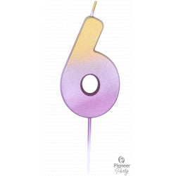 Rose Gold Ombre Number "6" Candle