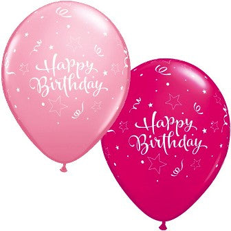 Pink & Wild Berry Shining Star Birthday Balloons - 11" Latex (25ct)