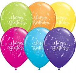 Tropical Assorted Shining Star Birthday Balloon - 11" Latex (25ct)