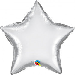 Silver Chrome Star Balloon - 20" Foil Packaged