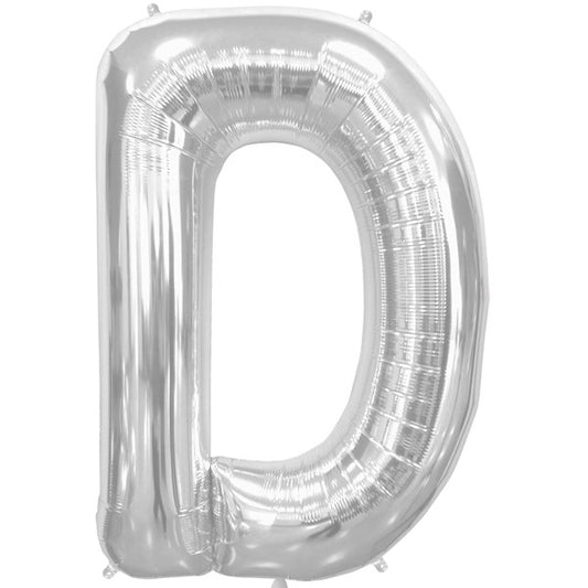 Silver Letter 'D' Balloon - (16"/40cm) Foil