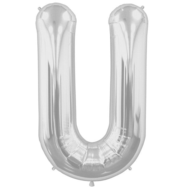 Silver Letter 'U' Balloon - (16"/40cm) Foil