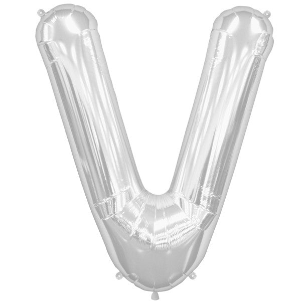 Silver Letter 'V' Balloon - (16"/40cm) Foil