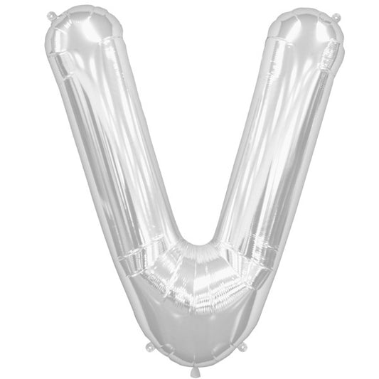 Silver Letter 'V' Balloon - (34"/86cm) Foil