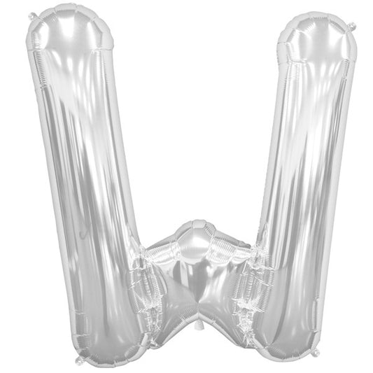 Silver Letter 'W' Balloon - (16"/40cm) Foil