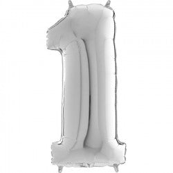 Silver Number 1 Balloon - 26" Foil