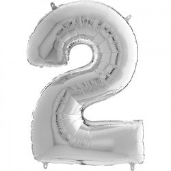Silver Number 2 Balloon - 26" Foil