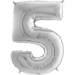 Silver Number 5 Balloon - 26" Foil