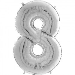 Silver Number 8 Balloon - 26" Foil