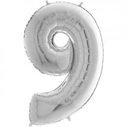 Silver Number 9 Balloon - 26" Foil