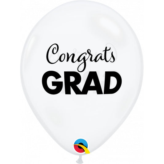 SIMPLY CONGRATS GRAD 11" DIAMOND CLEAR Balloon - 11" Latex (25ct)
