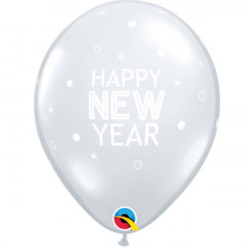 Diamond Clear Sparkles & Dots New Year Balloons - 11" Latex (25ct)
