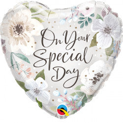White Floral On your Special Day Balloon - 18" Foil