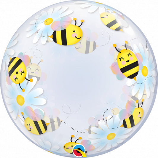 Sweet Bees & Daisies Deco Balloon - 24″ Bubble