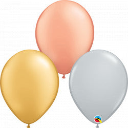 Tri-Colour Gold, Silver, Rose Gold Assortment Metallic Balloons - 5" Latex (100ct)