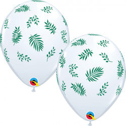 White Tropical Greenery Balloons - 11" Latex (25ct)
