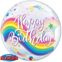 Birthday Rainbow Unicorns Bubble Balloon - 22" Bubble