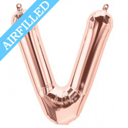 Rose Gold Letter 'V' Balloon - 16" Foil