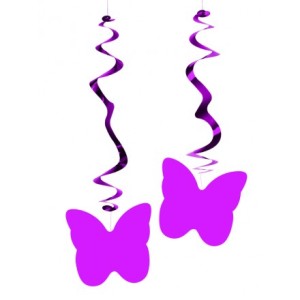 Fuchsia Butterflies Swirl Decoration