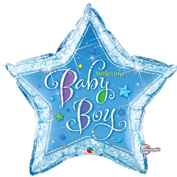 Welcome Baby Boy Star Balloon 36"- Foil