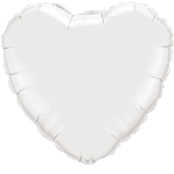 White Jumbo Heart Balloon - 36" Foil Unpackaged