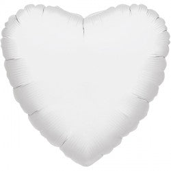 White Metallic Heart Balloon - 18" Foil