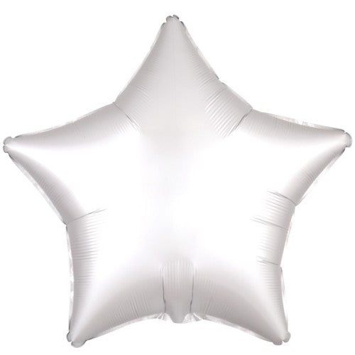 White Satin Luxe Star Balloon - 18" Foil